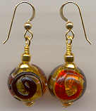 "Miro" Earrings, Red, Black & Gold Venetian Beads